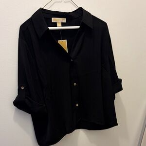 Michael Kors Classic Black Button Down Shirt